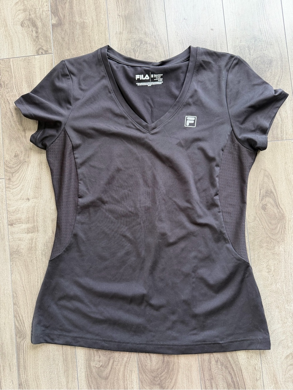FILA Black V‑Neck Athletic Top